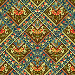 Vector nature patch pattern. Mosaic background