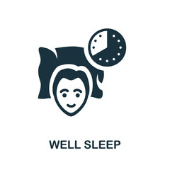 Well Sleep icon. Monochrome simple Well Sleep icon for templates, web design and infographics