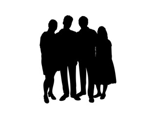 Family silhouettes parents and teens