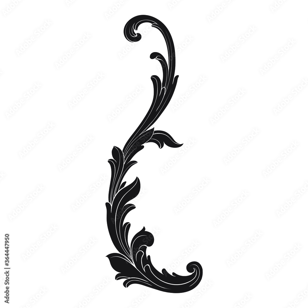 Wall mural vintage ornament element in baroque style with filigree and floral engrave the best situated for cre