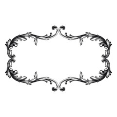 Vintage Ornament Element in baroque style with filigree and floral engrave the best situated for create frame, border, banner. It's hand drawn foliage swirl like victorian or damask design arabesque.