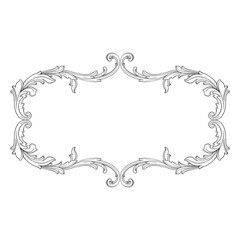 Vintage Ornament Element in baroque style with filigree and floral engrave the best situated for create frame, border, banner. It's hand drawn foliage swirl like victorian or damask design arabesque.