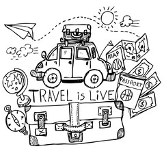 Travel Is Live, doodle sketch