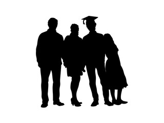 Silhouette of family with young male graduate