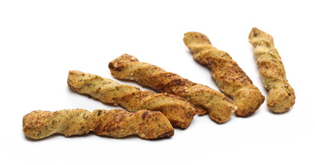 Nettle pastry rolls, breakfast food isolated on white background