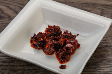 Fried chili pepper sauce with oil
