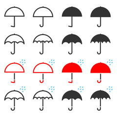 Umbrella vector icons set isolated on a white background.