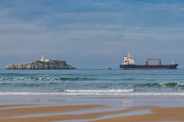 Cargo ship leaving the port of Santander.