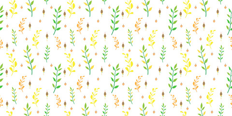 Autumn seamless pattern, Autumn leaves on a white background, Abstract leaf texture.