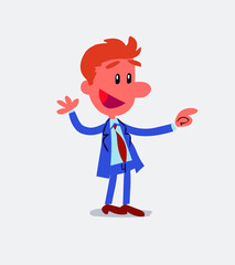 Businessman smiling while pointing
