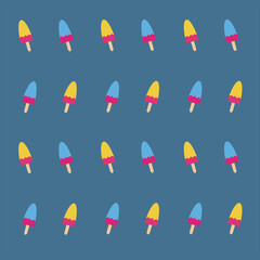 Summer background with fruity popsicle. summertime seamless pattern with ice cream pop stick. Summer tropical elements vector. fashionable cute pattern design for child girls and boy