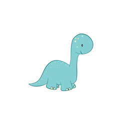Cartoon dinosaur color hand drawn  character. Dino handdrawn clipart.Isolated scandinavian cartoon illustration for kids game, book