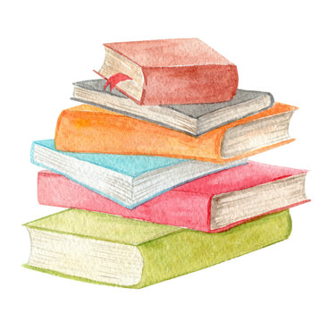 Book Stack Watercolor Stock Illustrations – 1,052 Book Stack