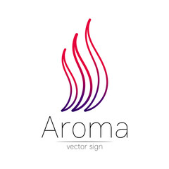 Aroma creative art vector symbol. Perfume element, smoke cigarette hot, vapor and cloud icon. Modern design element of logo for website or app, business, store, shop.