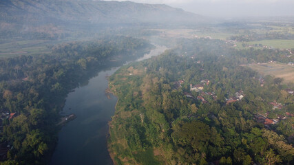 aerial view of the Opak river in Yogyakarta Indonesia