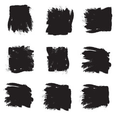 Black brush stroke set isolated on white background. Trendy brush stroke vector for black ink paint, grunge backdrop, dirt banner, watercolor design and dirty texture. Brush stroke vector illustration