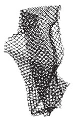 Black patterned net. Abstract monochrome background of coarse crumpled net pattern.  Rope net vector silhouette. Vector illustration.