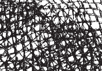 Black patterned net. Abstract monochrome background of coarse crumpled net pattern.  Rope net vector silhouette. Vector illustration.