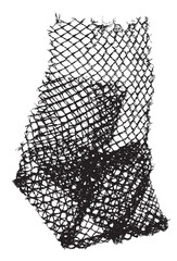 Black patterned net. Abstract monochrome background of coarse crumpled net pattern.  Rope net vector silhouette. Vector illustration.