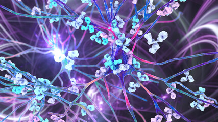 Antibodies attacking neuron