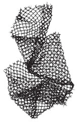 Black patterned net. Abstract monochrome background of coarse crumpled net pattern.  Rope net vector silhouette. Vector illustration.