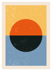 Minimal 20s geometric design poster, vector template with primitive shapes