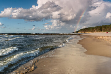 Fototapeta Morze Bałtyckie - tęcza nad plażą obraz