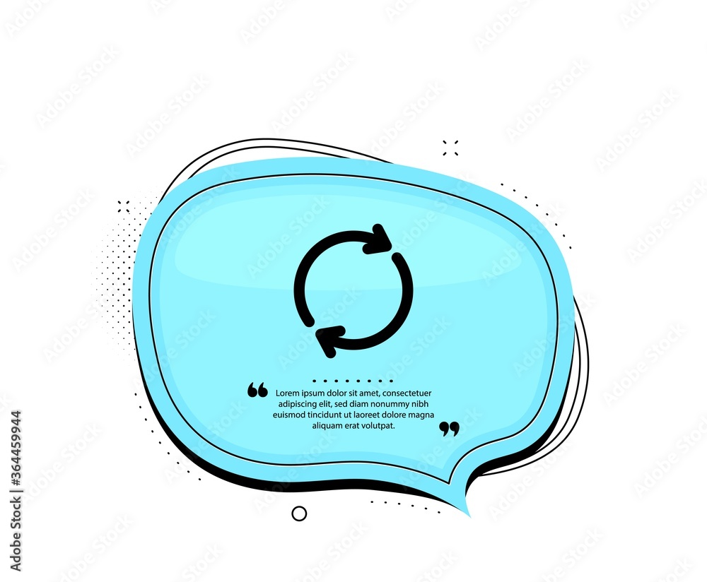 Poster refresh icon. quote speech bubble. rotation arrow sign. reset or reload symbol. quotation marks. cla