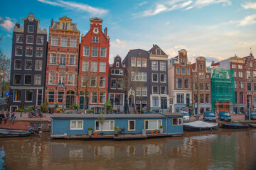 Traditional old buildings in Amsterdam