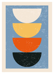 Minimal 20s geometric design poster, vector template with primitive shapes