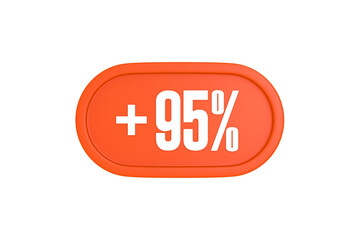65 Percent increase 3d sign in orange color isolated on white background, 3d illustration.