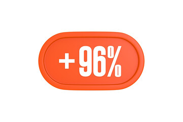 96 Percent increase 3d sign in orange color isolated on white background, 3d illustration.