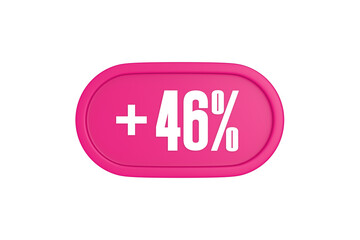 46 Percent increase 3d sign in pink color isolated on white background, 3d illustration.