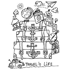 Travel Is Life, doodle illustration