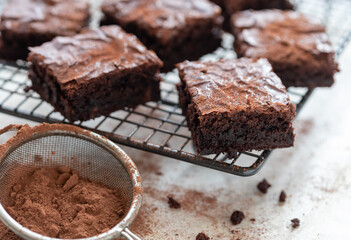 Closeup of homemade brownies