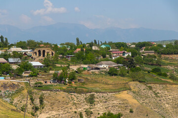Fototapeta na wymiar An old village of Azerbaijan. A mountain village of Caucasian region.