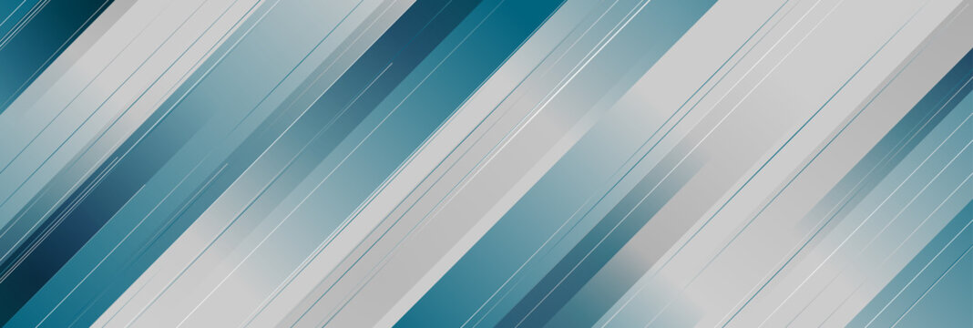 Blue And Grey Stripes Abstract Geometric Tech Background. Vector Banner Design