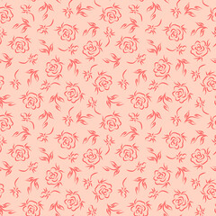 Flowers. Roses. Pink Vintage floral background. Floral seamless pattern
