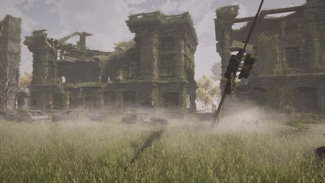 post apocalypse ruined city  destroyed city