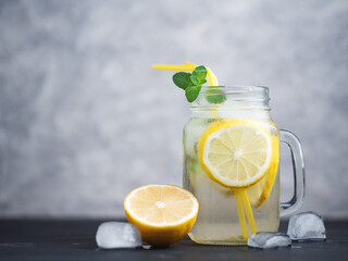 Homemade refreshing summer lemonade on the table
