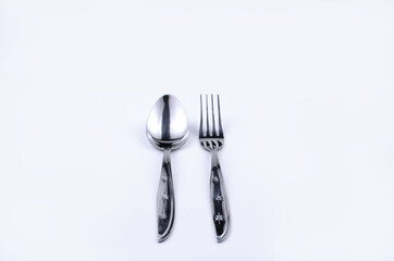 Spoon and Fork with white background