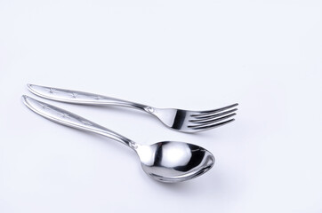 Spoon and Fork with white background
