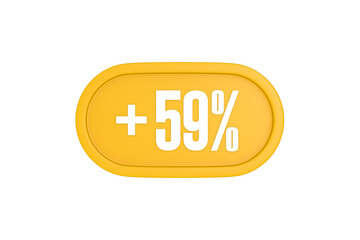 59 Percent increase 3d sign in yellow isolated on white background, 3d illustration.