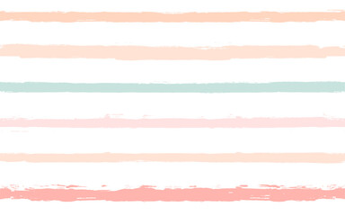 Hand drawn striped pattern, pink, orange and green girly stripe seamless background, childish pastel brush strokes. vector grunge stripes, cute baby paintbrush line backdrop