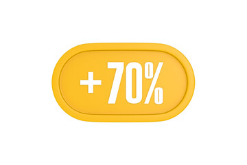 70 Percent increase 3d sign in yellow isolated on white background, 3d illustration.