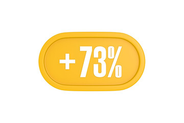73 Percent increase 3d sign in yellow isolated on white background, 3d illustration.