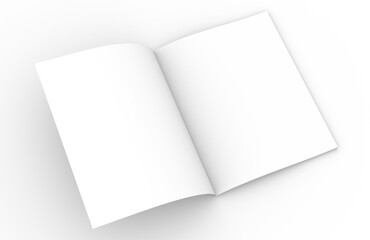 Template of an empty open magazine.  3D rendering.