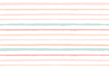 Hand drawn striped pattern, pink, orange and green girly stripe seamless background, childish pastel brush strokes. vector grunge stripes, cute baby paintbrush line backdrop