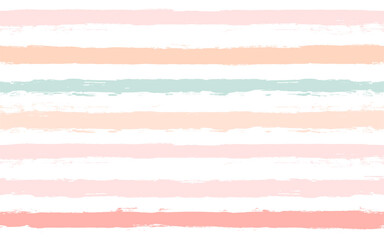 Hand drawn striped pattern, pink, orange and green girly stripe seamless background, childish pastel brush strokes. vector grunge stripes, cute baby paintbrush line backdrop