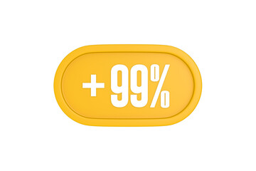 99 Percent increase 3d sign in yellow isolated on white background, 3d illustration.